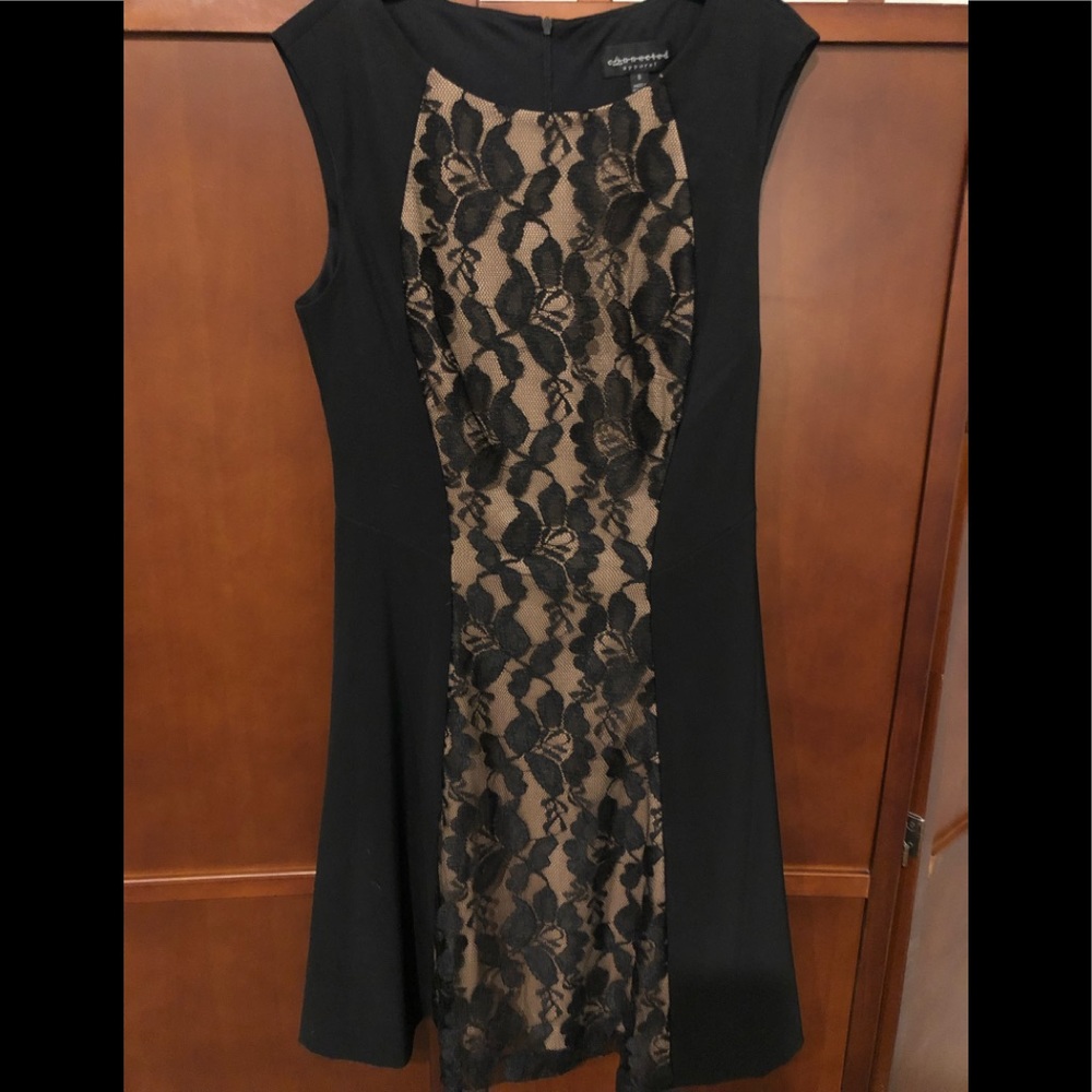 Connected Apparel Black/Nude Lace Dress, Size 8 NWOT.